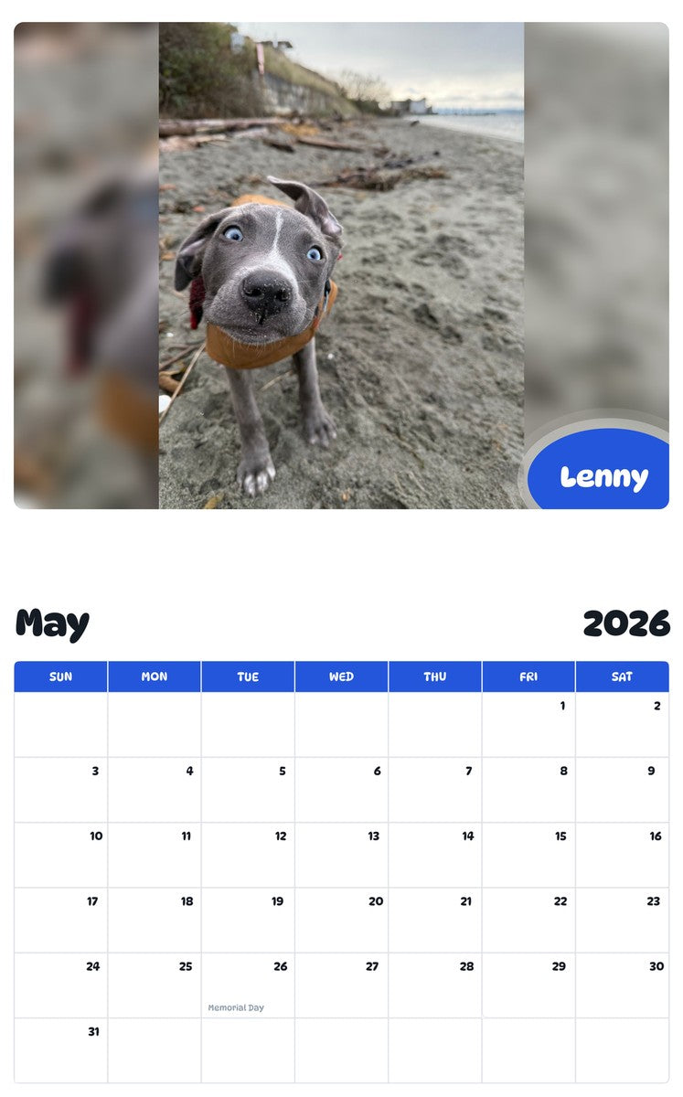 2026 - 2027 Lenny - Pawidols Pet Calendar