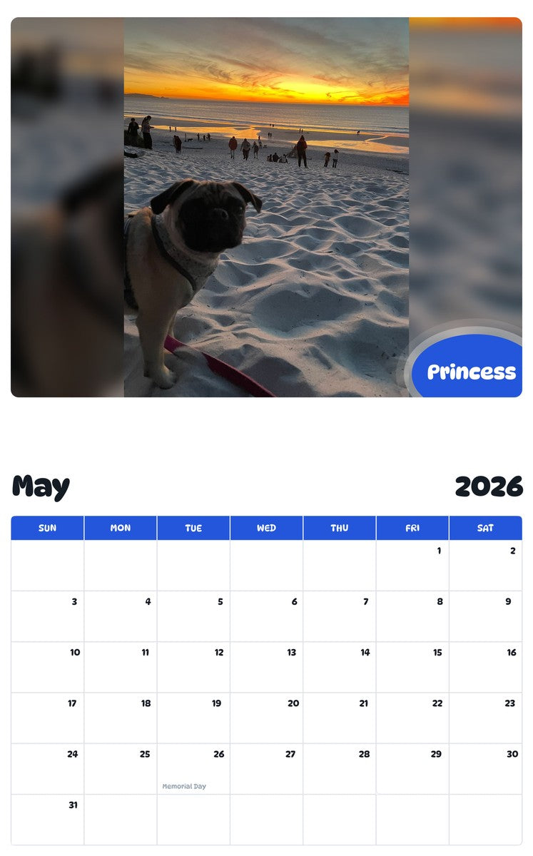2026 - 2027 Princess - Pawidols Pet Calendar