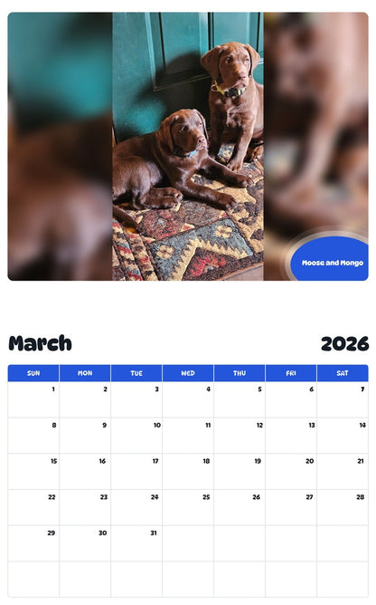 November 2025 - October 2026 Moose and Mongo - Pawidols Pet Calendar