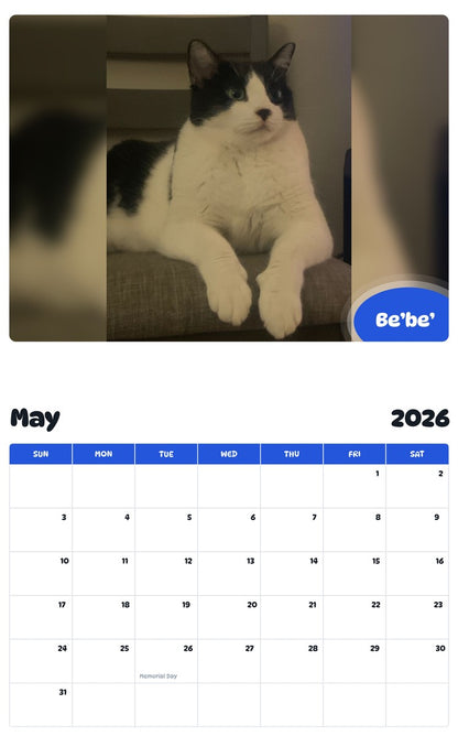 2026 - 2027 Be’be’ - Pawidols Pet Calendar