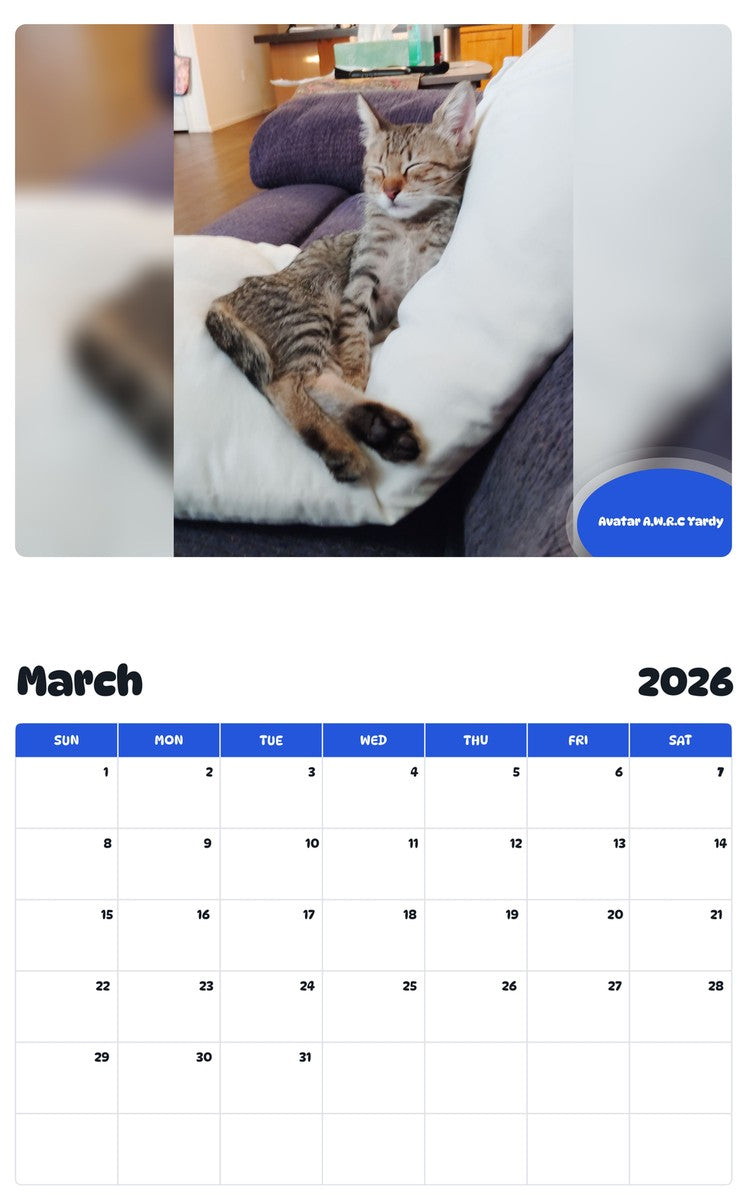 November 2025 - October 2026 Avatar A.W.R.C Yardy - Pawidols Pet Calendar