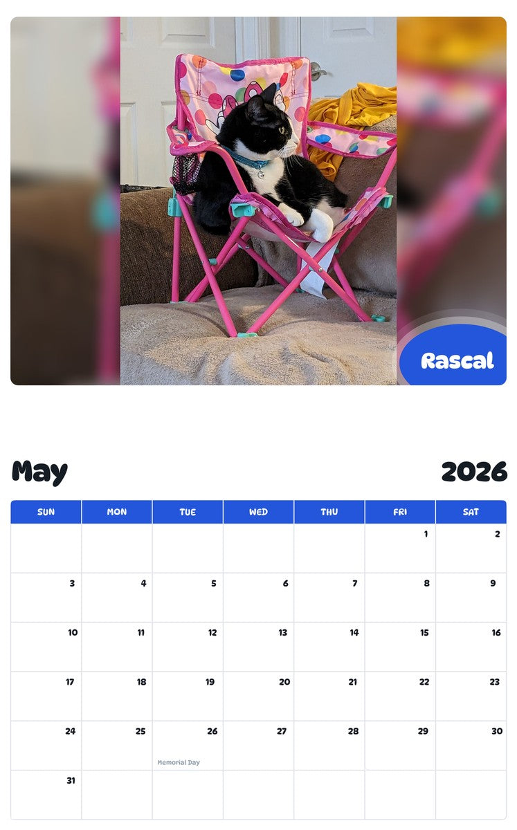 2026 - 2027 Rascal - Pawidols Pet Calendar