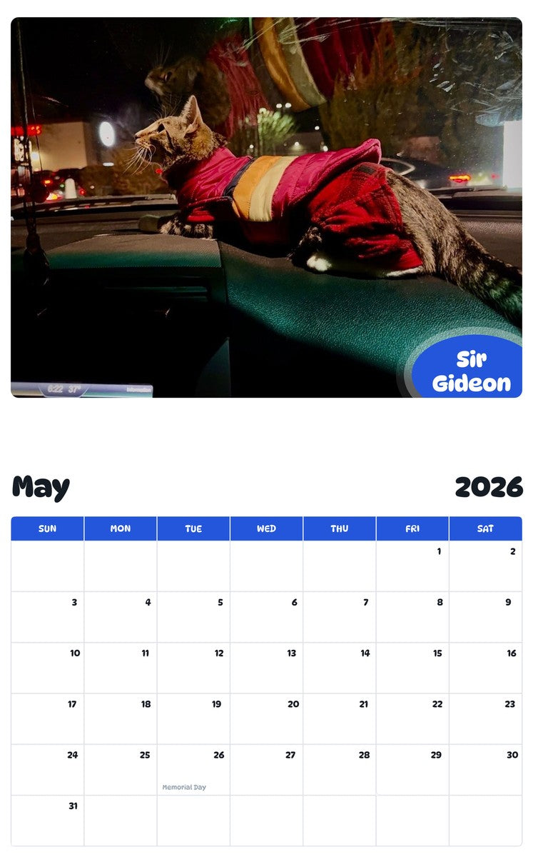 2026 - 2027 Sir Gideon - Pawidols Pet Calendar