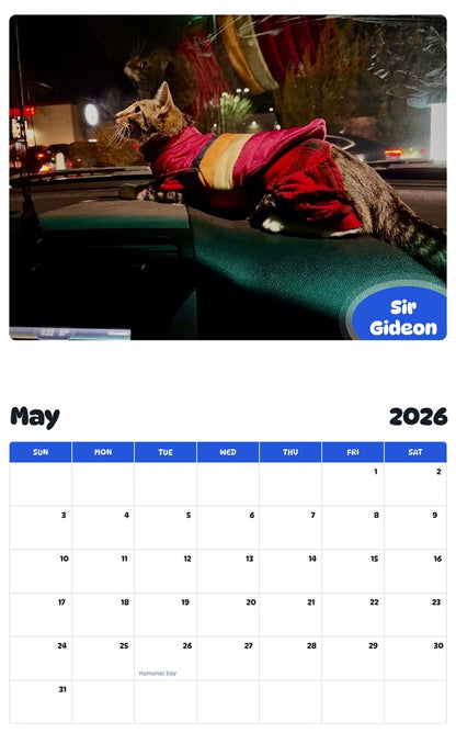 2026 - 2027 Sir Gideon - Pawidols Pet Calendar