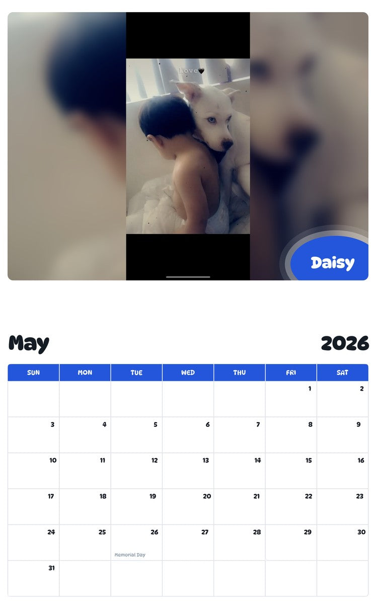 2026 - 2027 Daisy - Pawidols Pet Calendar