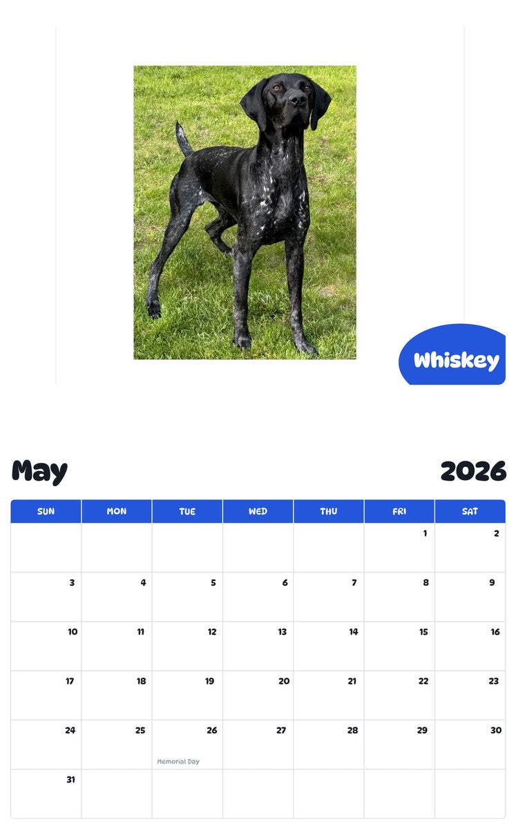 2026 - 2027 Whiskey - Pawidols Pet Calendar