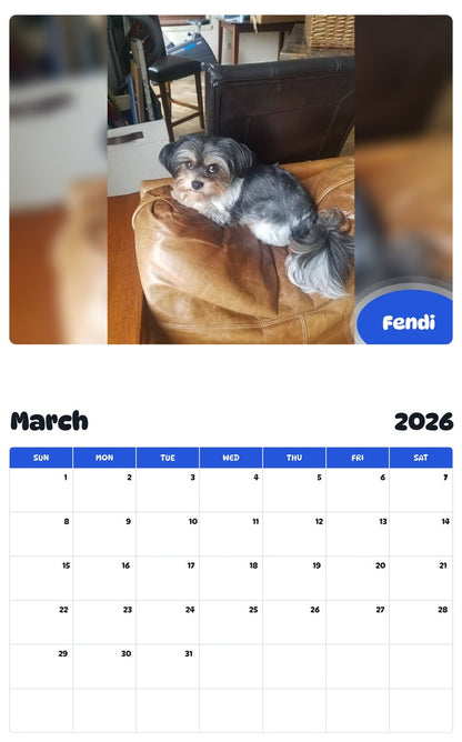 November 2025 - October 2026 Fendi - Pawidols Pet Calendar