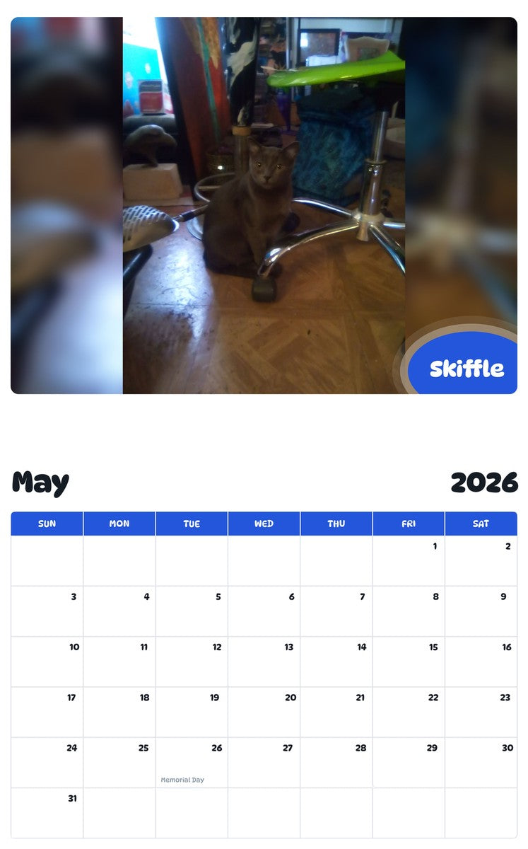 2026 - 2027 Skiffle - Pawidols Pet Calendar