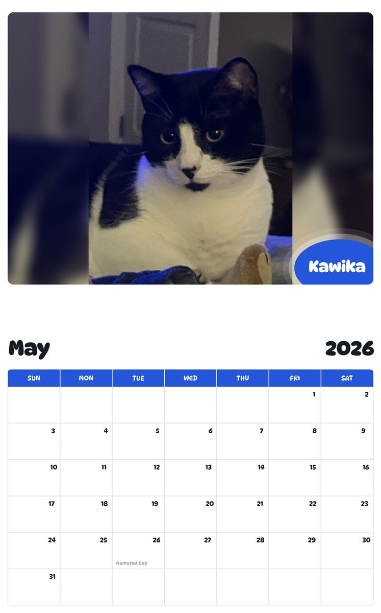 2026 - 2027 Kawika - Pawidols Pet Calendar