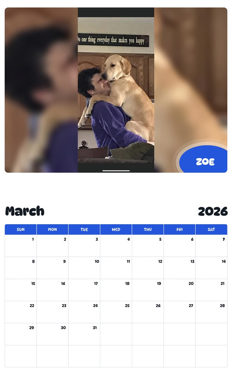 November 2025 - October 2026 ZOE - Pawidols Pet Calendar