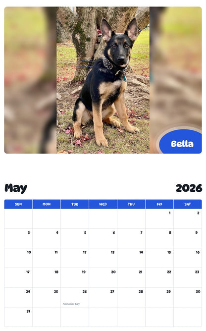 2026 - 2027 Bella - Pawidols Pet Calendar