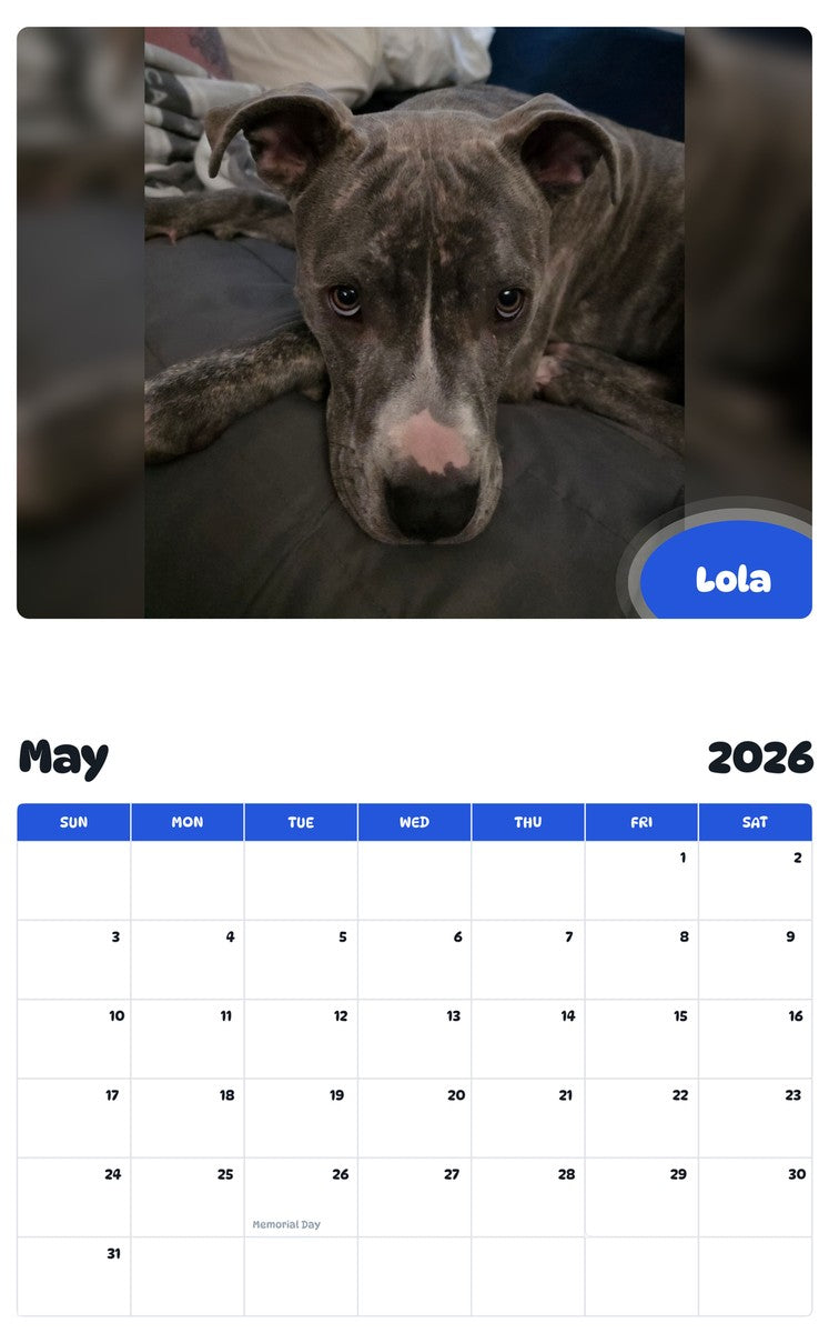 2026 - 2027 Lola - Pawidols Pet Calendar