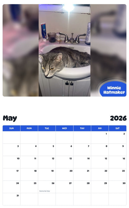 2026 - 2027 Winnie Hatmaker - Pawidols Pet Calendar