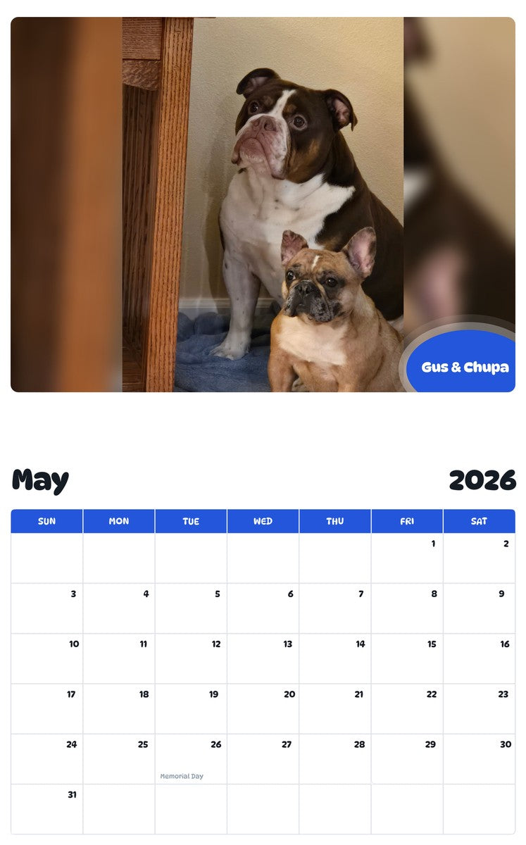 2026 - 2027 Gus & Chupa - Pawidols Pet Calendar