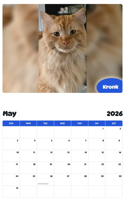 2026 - 2027 Kronk - Pawidols Pet Calendar