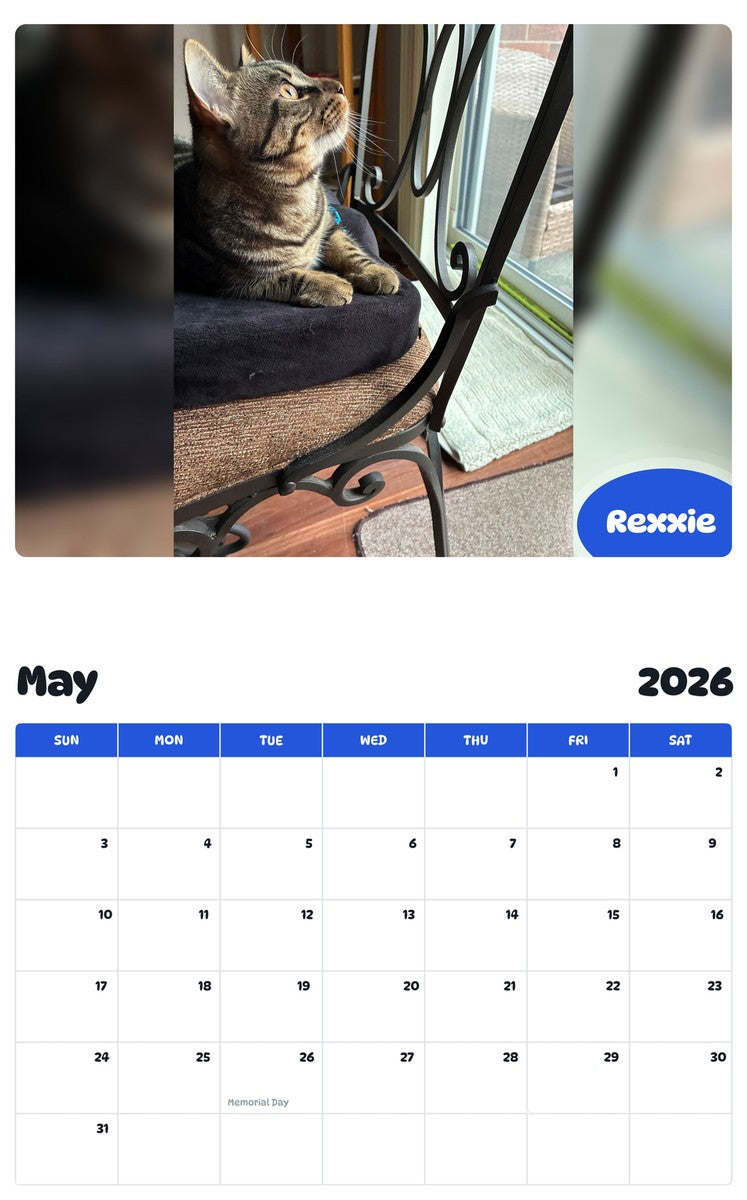 2026 - 2027 Rexxie - Pawidols Pet Calendar