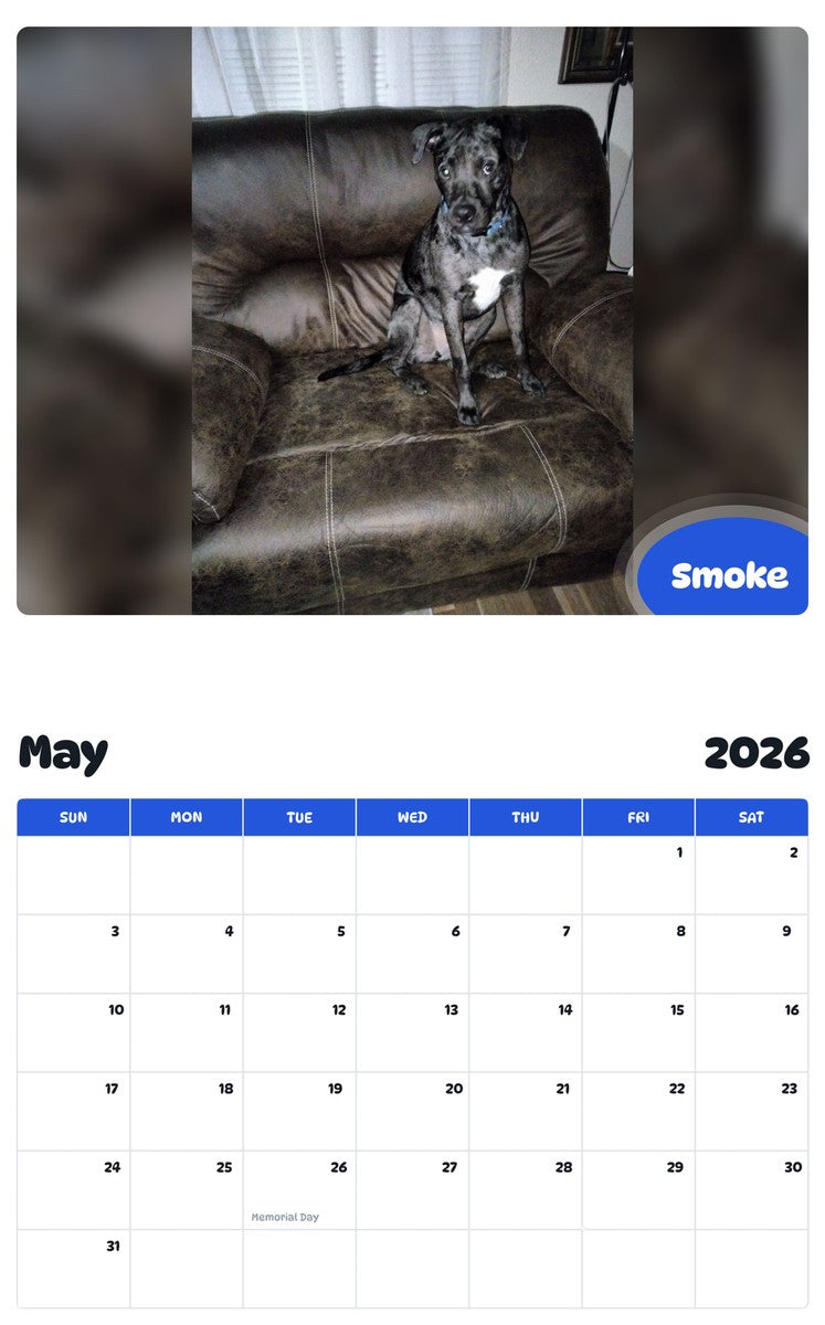 2026 - 2027 Smoke - Pawidols Pet Calendar