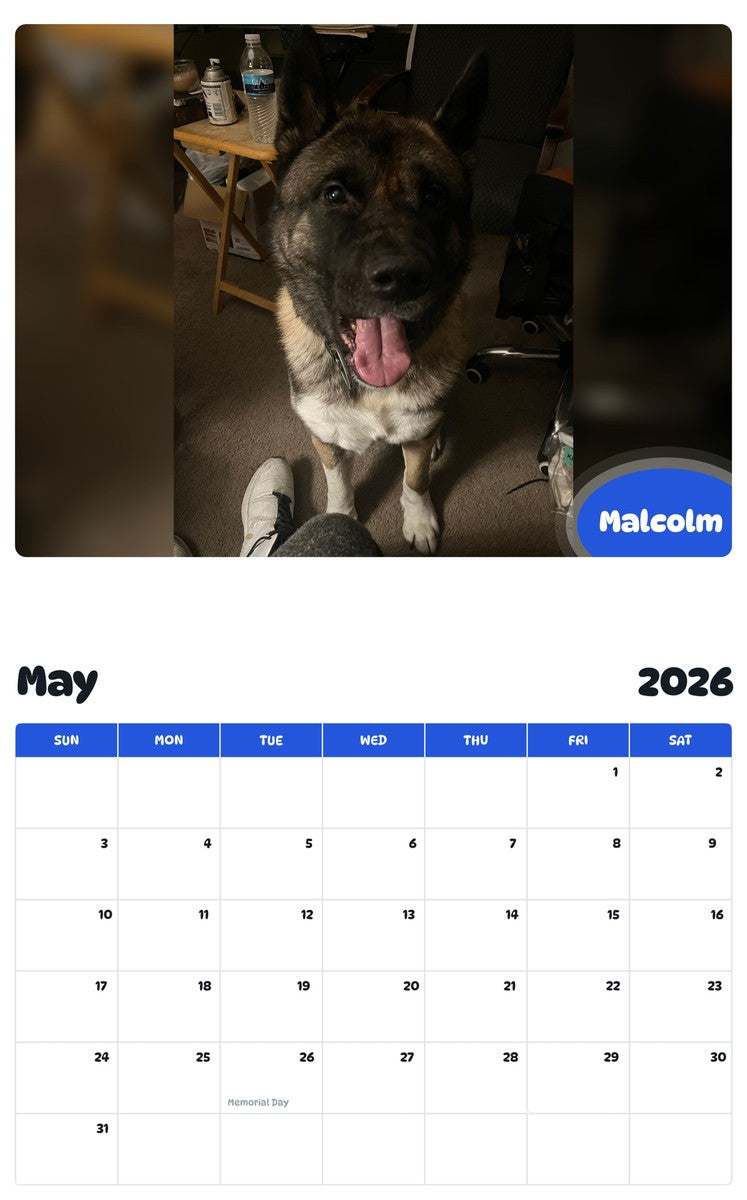 2026 - 2027 Malcolm - Pawidols Pet Calendar