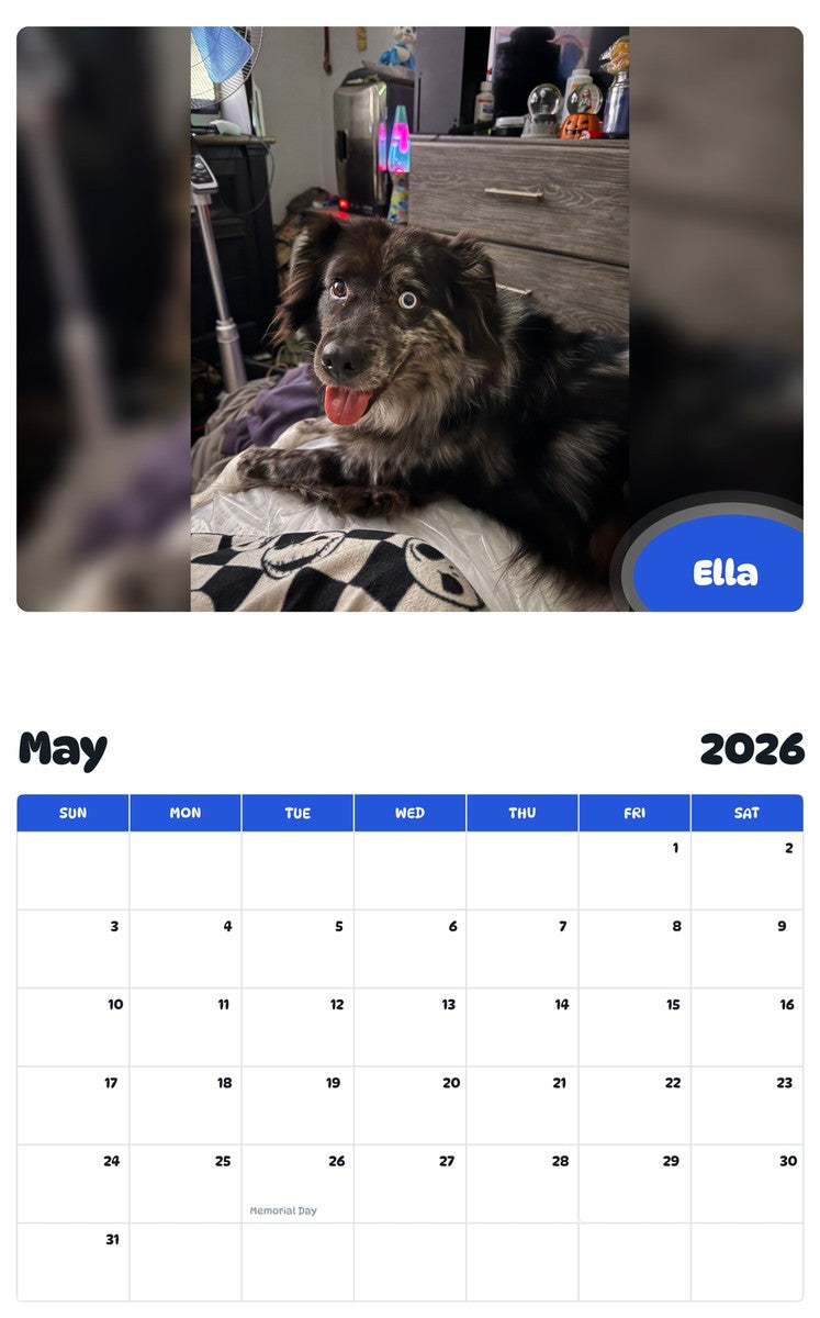 2026 - 2027 Ella - Pawidols Pet Calendar
