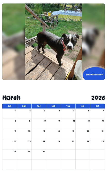 November 2025 - October 2026 Bella Marie Sonnier - Pawidols Pet Calendar