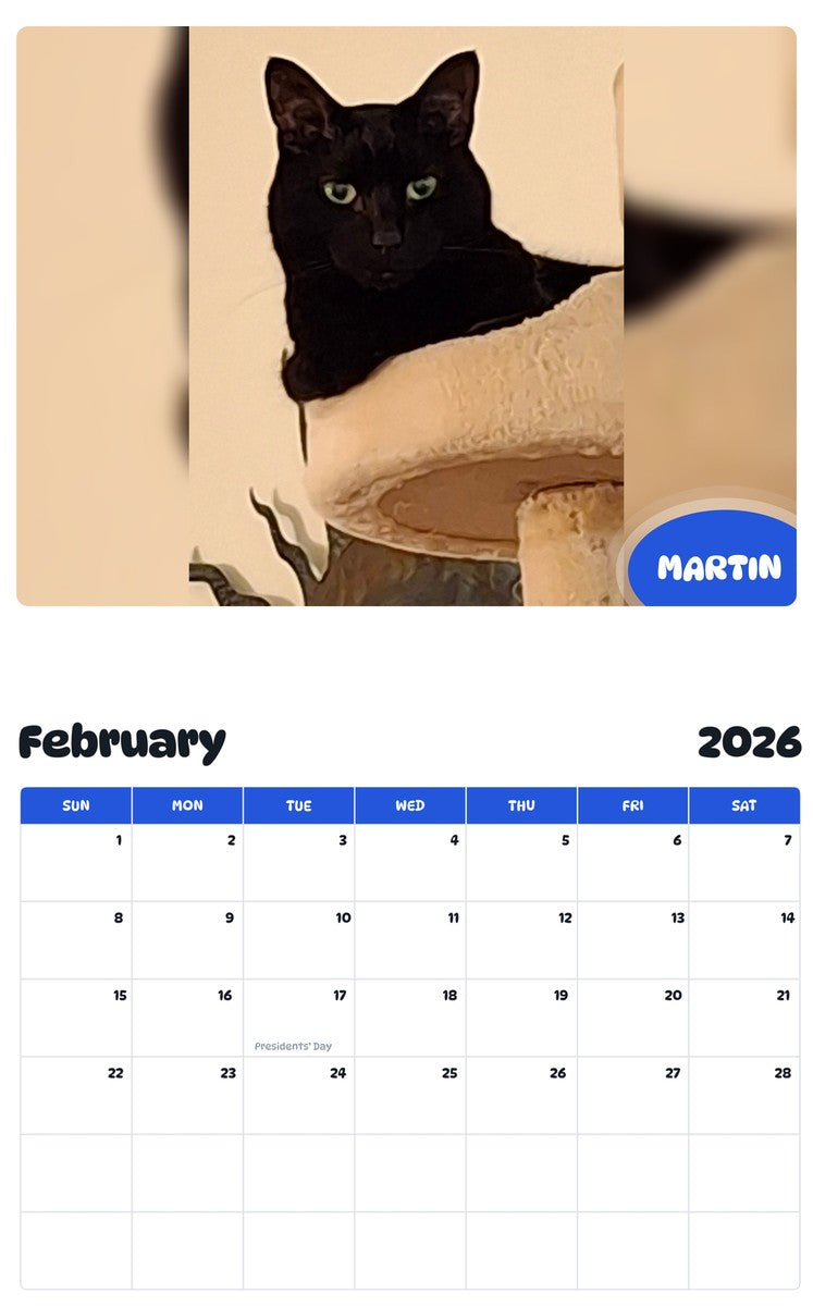 October 2025 - September 2026 MARTIN - Pawidols Pet Calendar