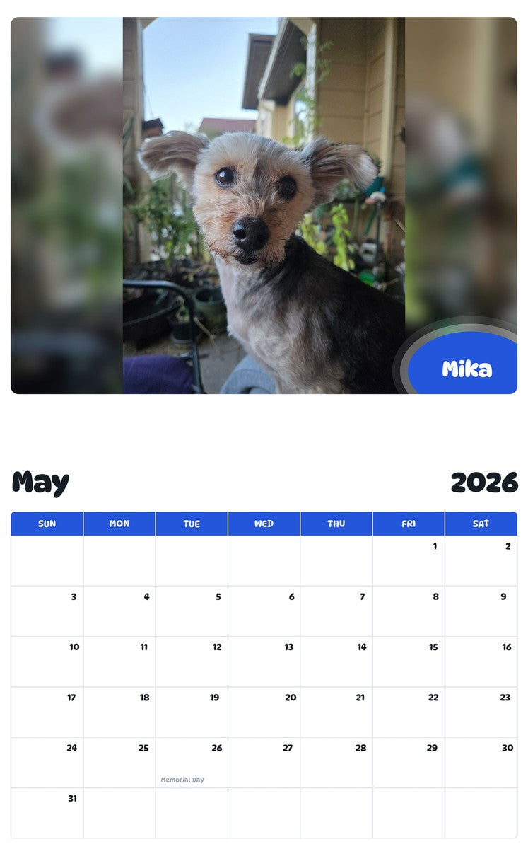 2026 - 2027 Mika - Pawidols Pet Calendar