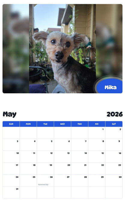 2026 - 2027 Mika - Pawidols Pet Calendar
