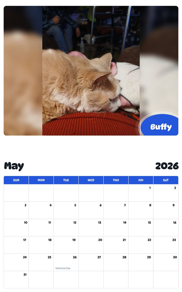 2026 - 2027 Buffy - Pawidols Pet Calendar