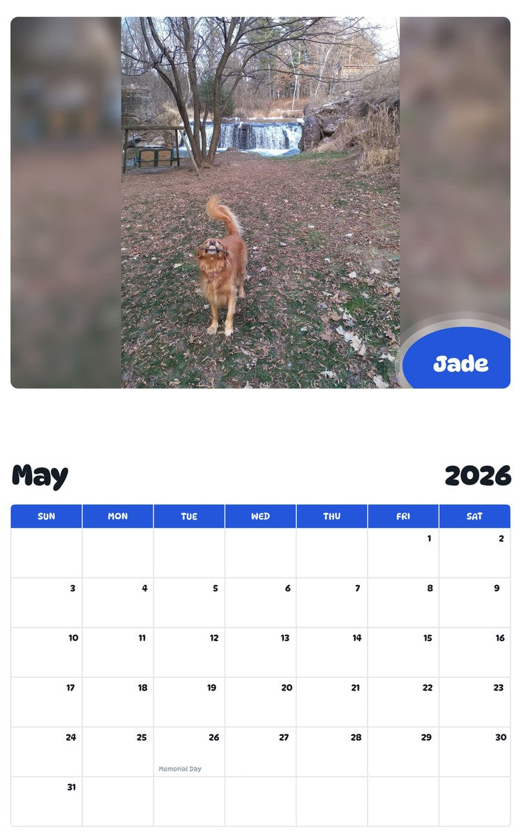 2026 - 2027 Jade - Pawidols Pet Calendar