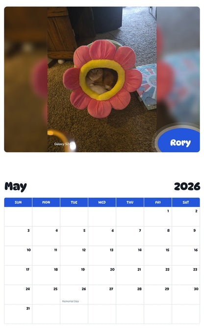 2026 - 2027 Rory - Pawidols Pet Calendar