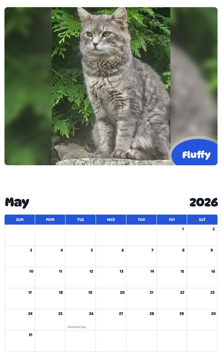 2026 - 2027 Fluffy - Pawidols Pet Calendar