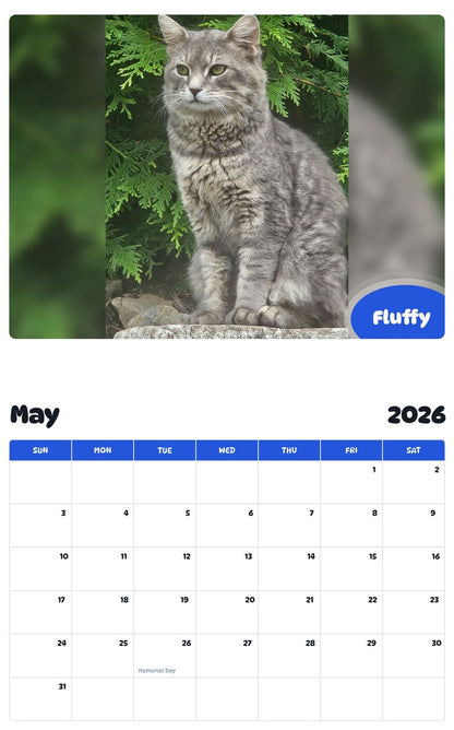 2026 - 2027 Fluffy - Pawidols Pet Calendar