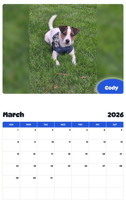 November 2025 - October 2026 Cody - Pawidols Pet Calendar