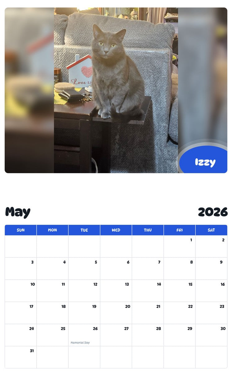 2026 - 2027 Izzy - Pawidols Pet Calendar