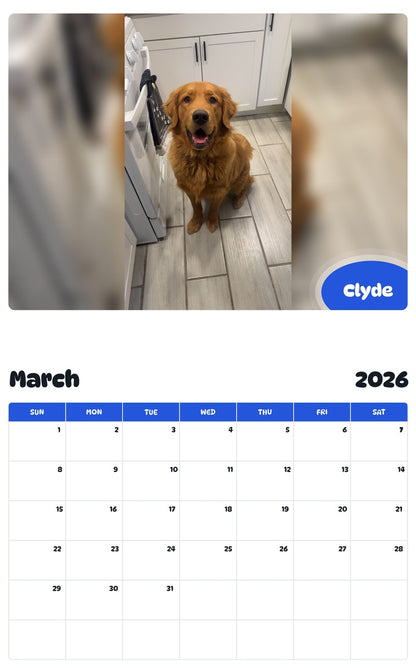 November 2025 - October 2026 Clyde - Pawidols Pet Calendar