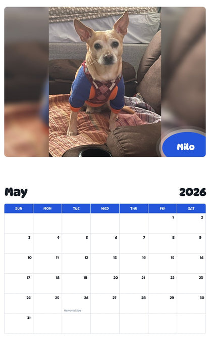 2026 - 2027 Milo - Pawidols Pet Calendar