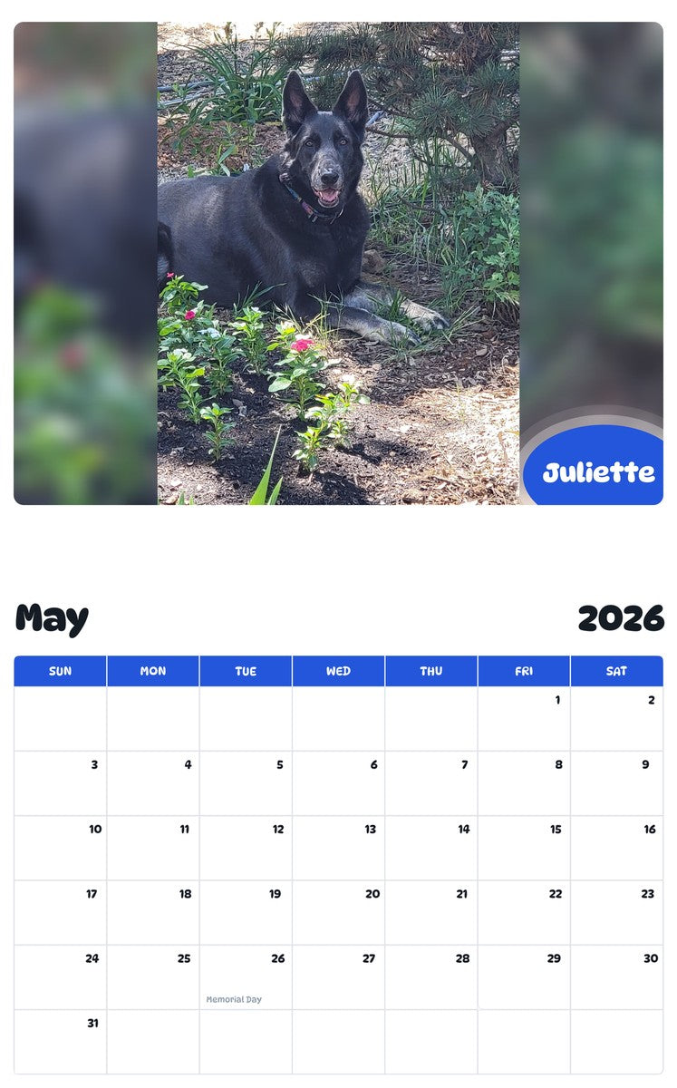 2026 - 2027 Juliette - Pawidols Pet Calendar