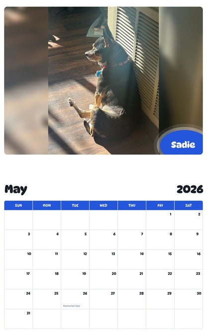2026 - 2027 Sadie - Pawidols Pet Calendar