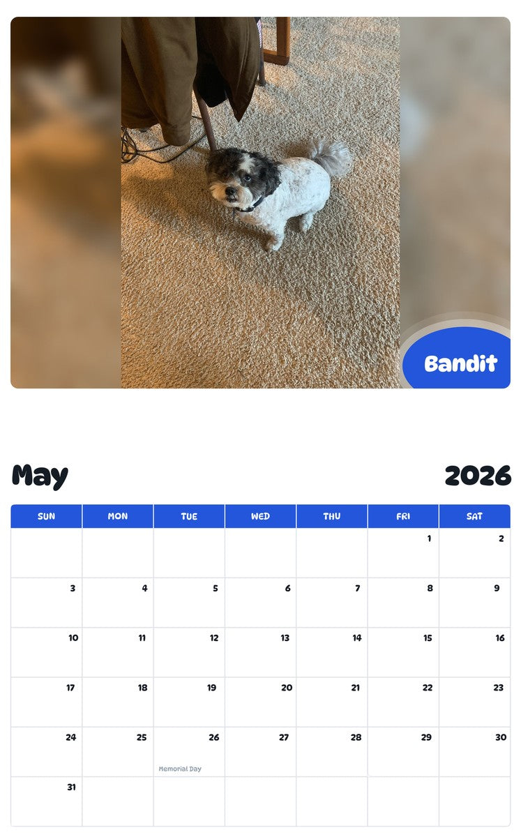 2026 - 2027 Bandit - Pawidols Pet Calendar