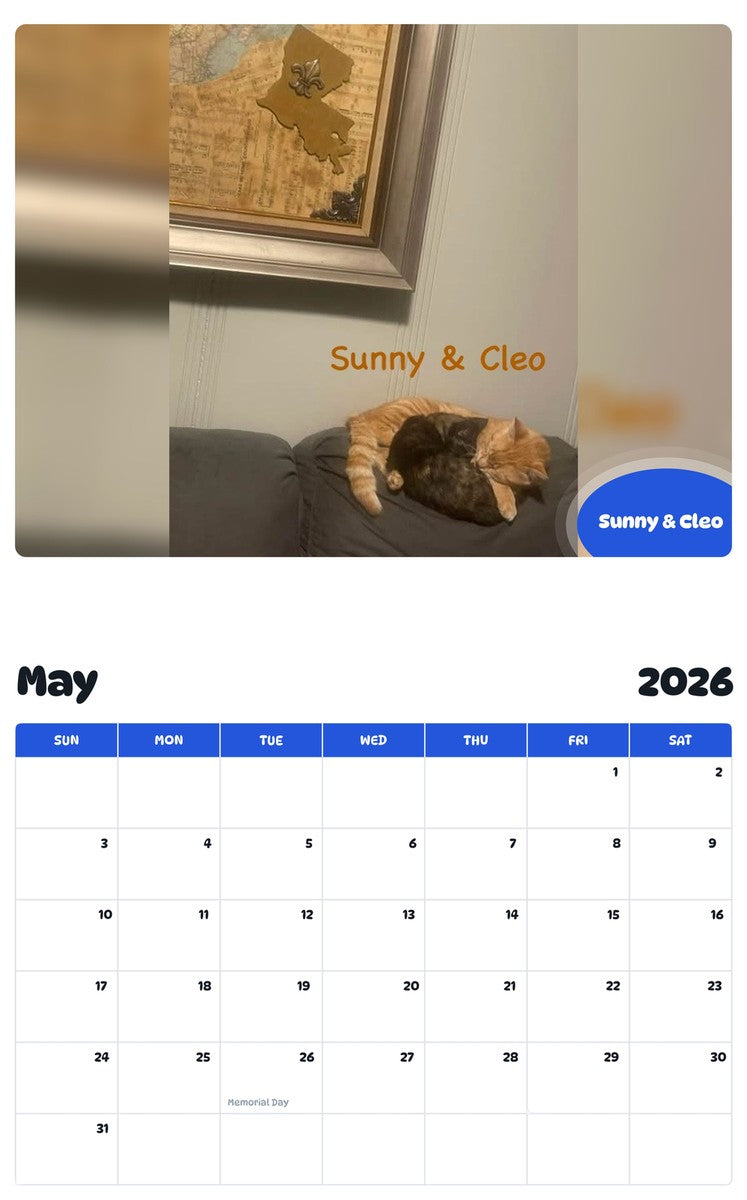 2026 - 2027 Sunny & Cleo - Pawidols Pet Calendar