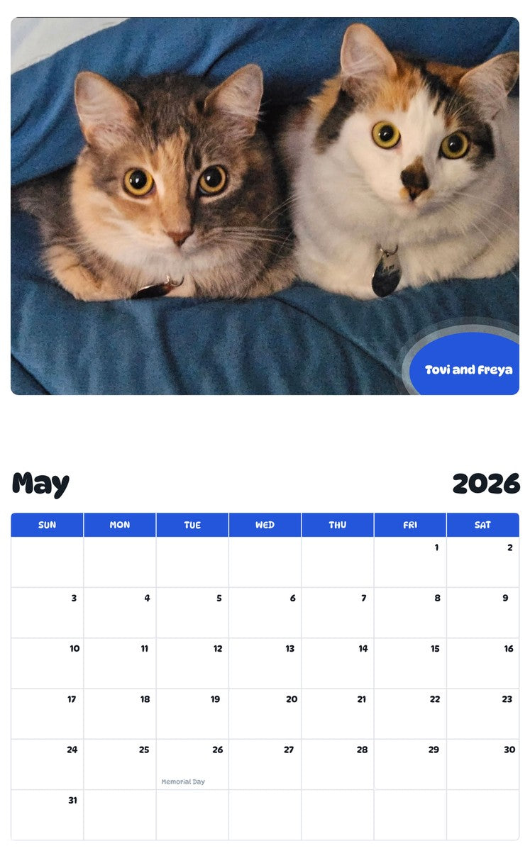 2026 - 2027 Tovi and Freya - Pawidols Pet Calendar