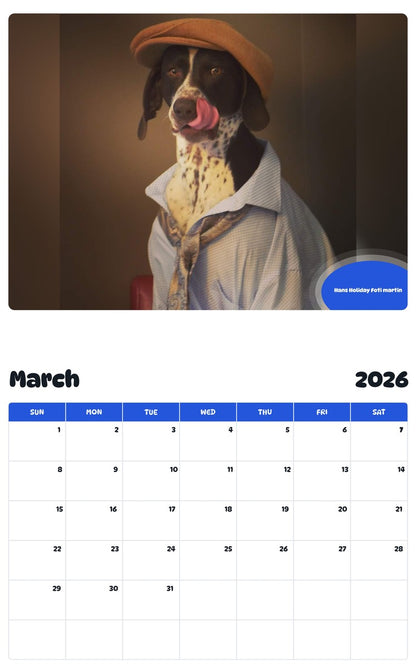 November 2025 - October 2026 Hans Holiday Foti martin - Pawidols Pet Calendar