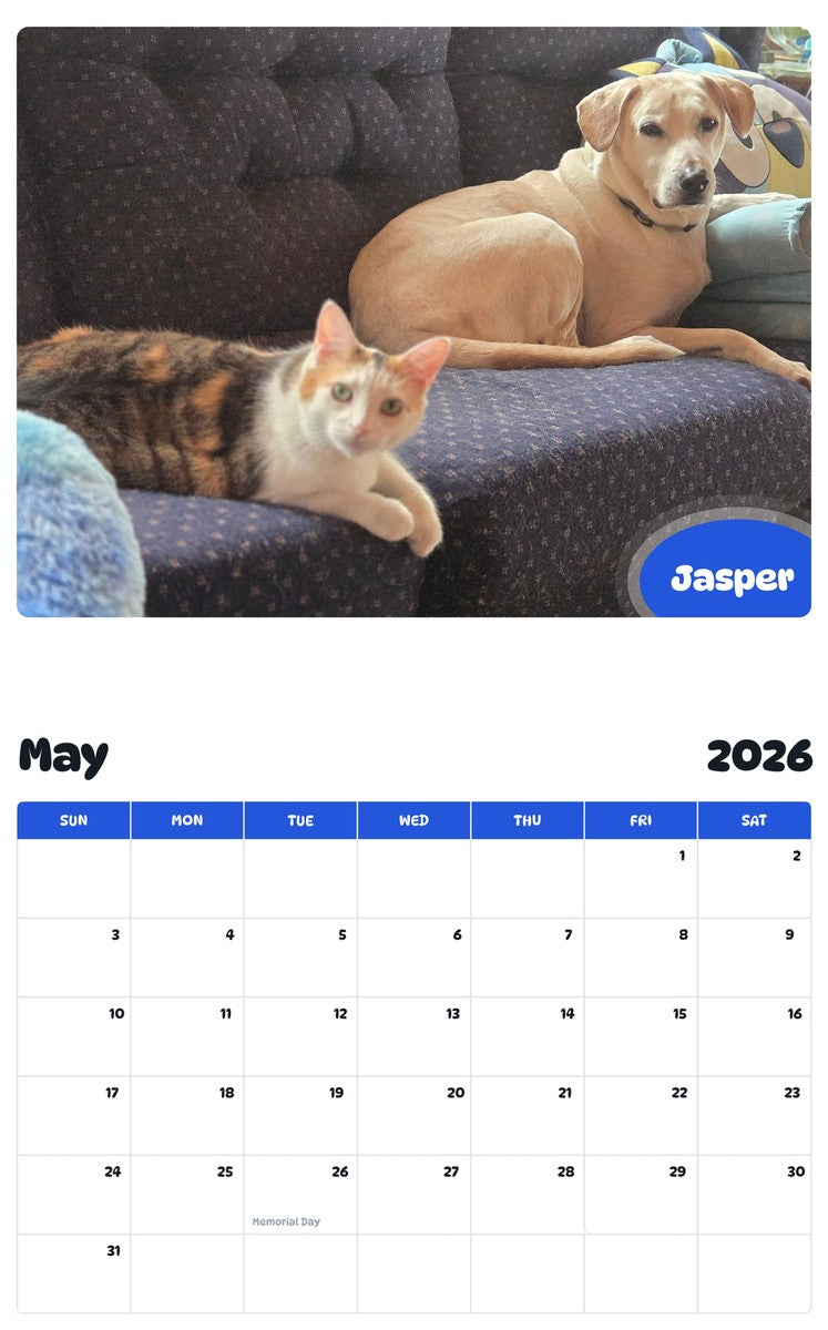 2026 - 2027 Jasper - Pawidols Pet Calendar