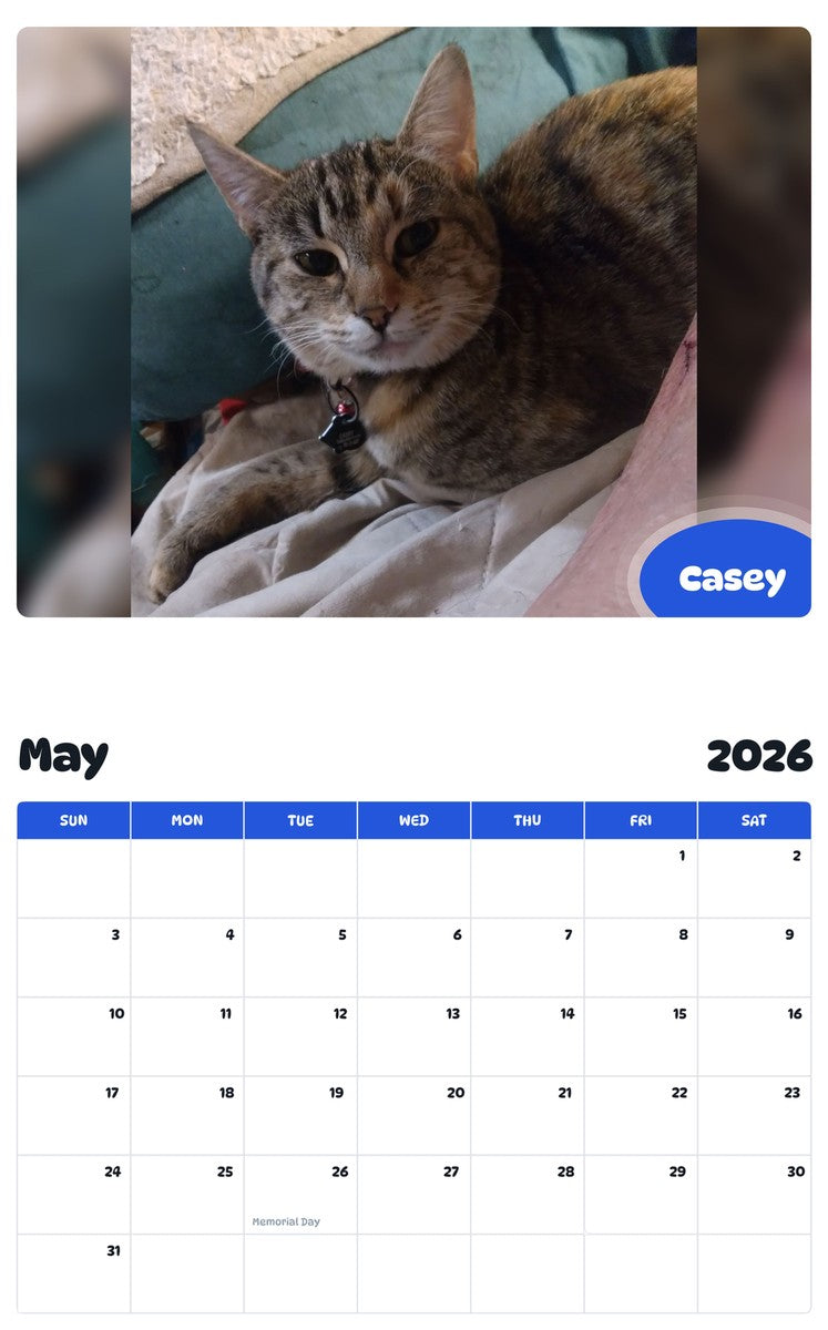 2026 - 2027 Casey - Pawidols Pet Calendar