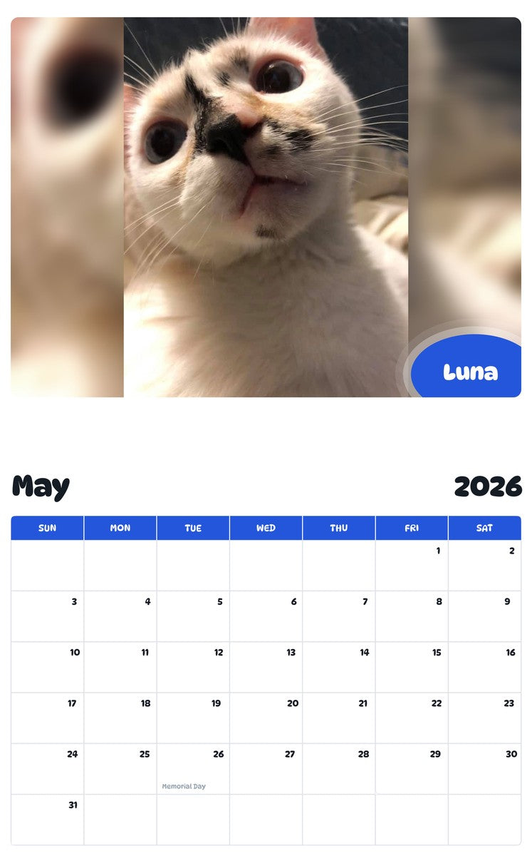 2026 - 2027 Luna - Pawidols Pet Calendar
