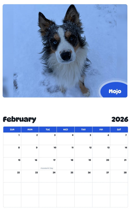 October 2025 - September 2026 Mojo - Pawidols Pet Calendar