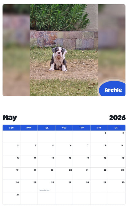 2026 - 2027 Archie - Pawidols Pet Calendar