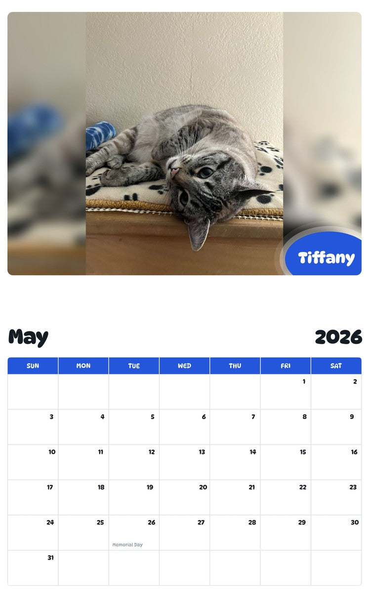 2026 - 2027 Tiffany - Pawidols Pet Calendar