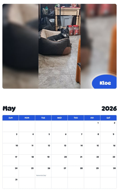 2026 - 2027 Kloe - Pawidols Pet Calendar