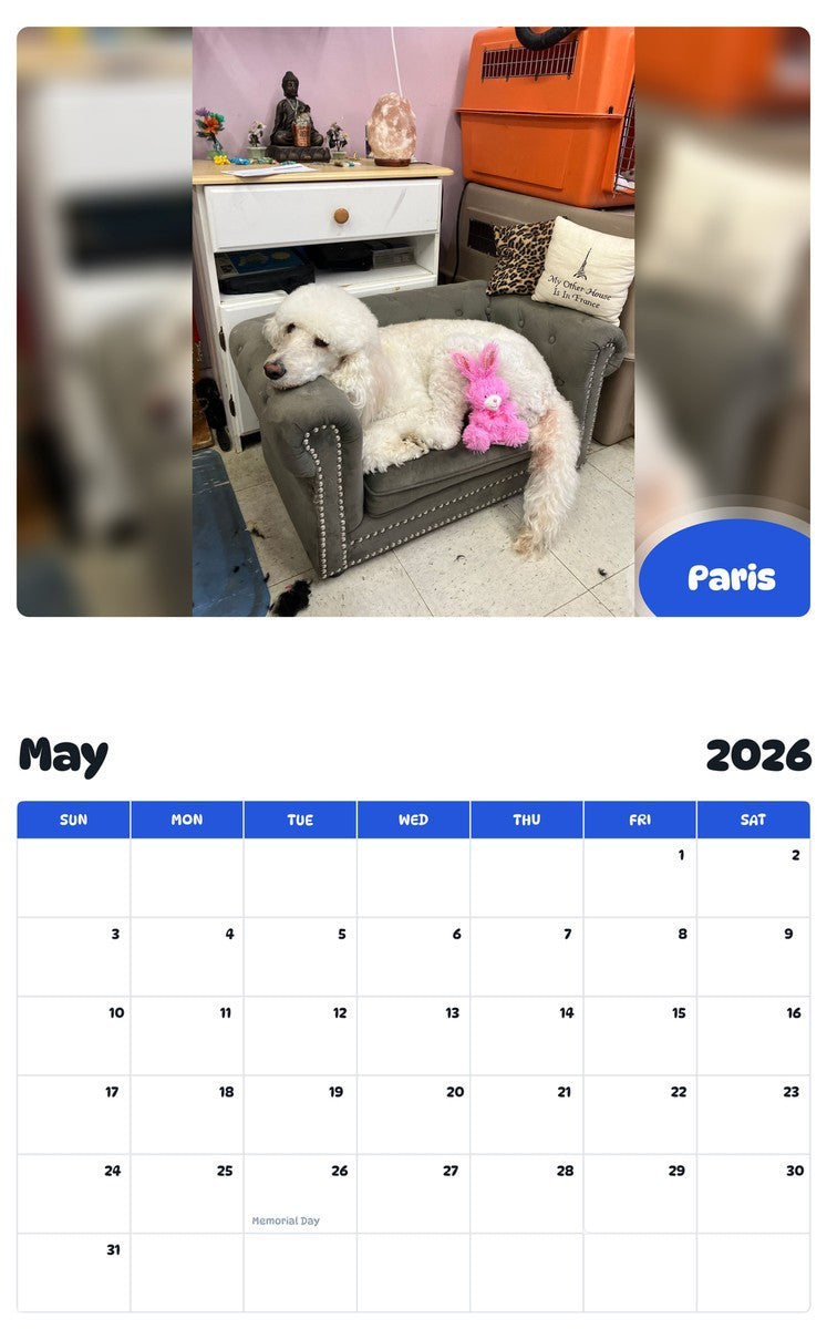 2026 - 2027 Paris - Pawidols Pet Calendar